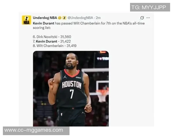 杜兰特距离超越张伯伦仅需15分争夺历史得分榜第七位的关键时刻